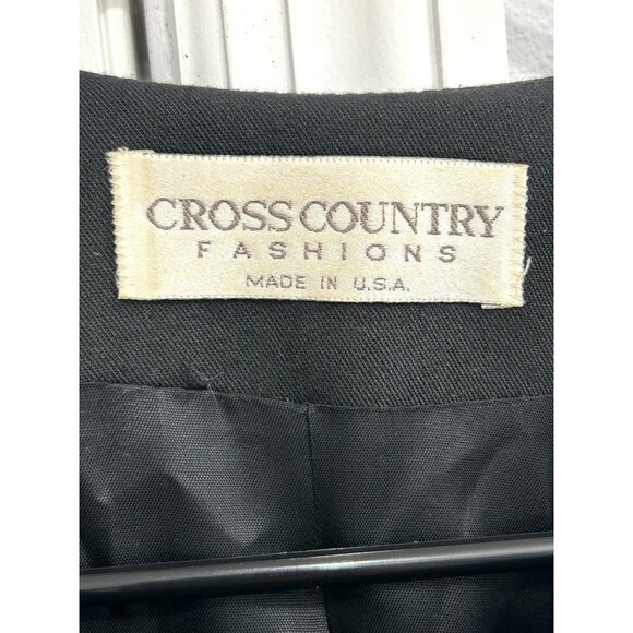 Vintage Cross Country Fashions Blue and Black Checked Button Up Swing Coat SZ 14 - Picture 7 of 10